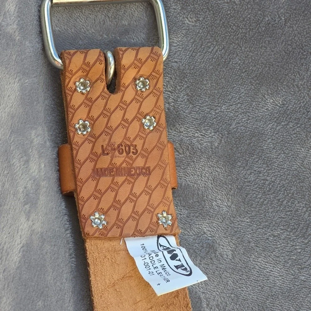 AWP Genuine Saddle Leather Belt Tooled 47